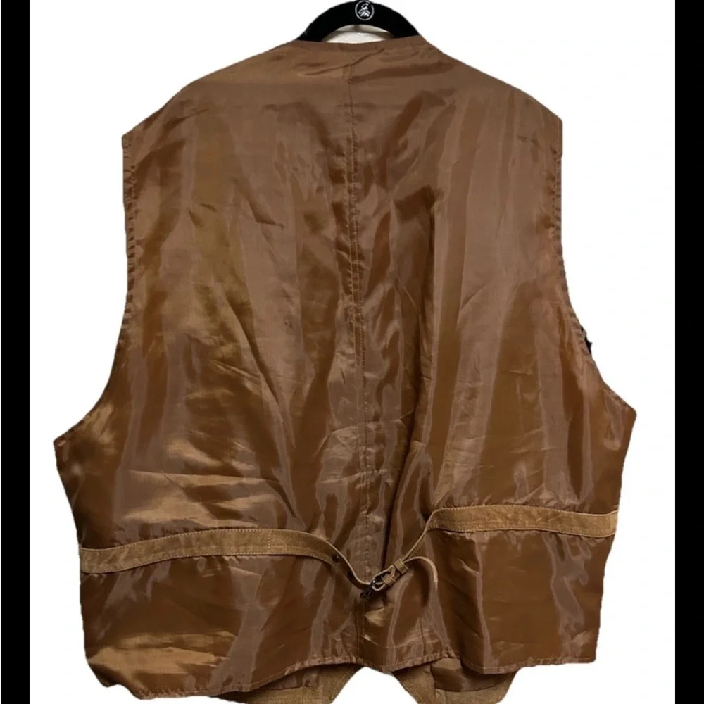 Vtg Joshua Ross Suede Vest Mens 3XLT Brown Waistcoat Western Cowboy Rodeo